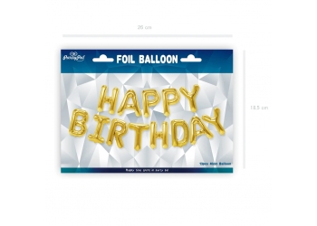 Balon foliowy złoty napis HAPPY BIRTHDAY