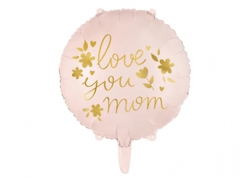 Balon foliowy LOVE YOU MOM - różowy