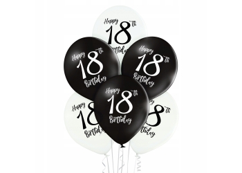 Zestaw balonów lateksowych "HAPPY 18th BIRTHDAY"