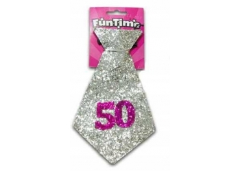 Krawat srebrny - "50"