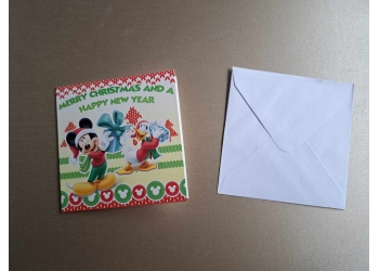 Mini kartki świąteczne - Myszka Miki i Kaczor Donald