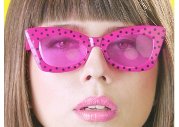 Okulary Retro - Różowe w czarne kropki