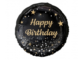 Balon foliowy Happy Birthday - czarny