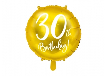 Balon foliowy "30 urodziny" - złoty