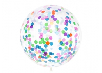 Balon lateksowy z kolorowym konfetti - Z HELEM