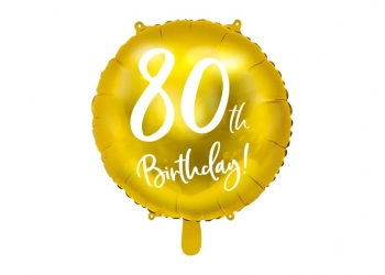 Balon foliowy "80 urodziny" - Z HELEM
