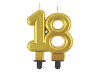 Świeczka urodzinowa "18" - złota