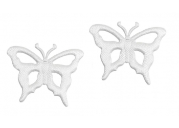 Aplikacja ażurowa 40 x 30 mm - motylki - białe