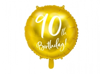 Balon foliowy "90 urodziny" - Z HELEM