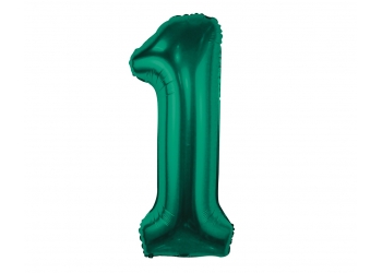 Balon foliowy - cyfra 1 - butelkowa zieleń