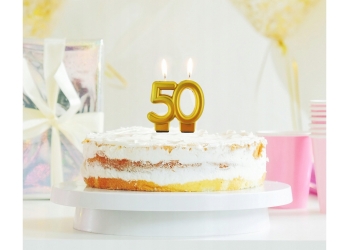 Świeczka urodzinowa "50" - złota