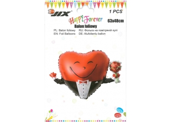 Balon foliowy uśmiechnięte Serce w Garniturze z kwiatami Z HELEM