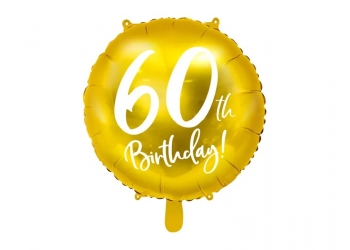 Balon foliowy '60 urodziny" - złoty