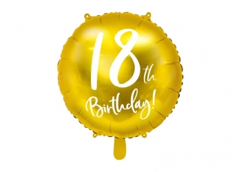 Balon foliowy "18 urodziny" - złoty