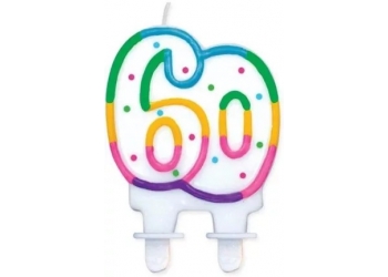 Świeczka urodzinowa "60" kolorowa