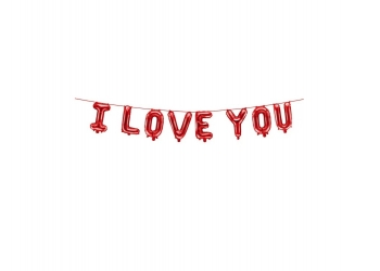 Balony foliowe Baner napis I LOVE YOU - czerwony