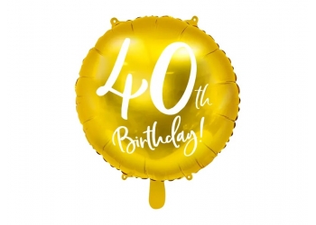 Balon foliowy "40 urodziny" - Z HELEM