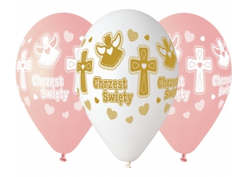 Balony lateksowe "Chrzest Święty" - dla dziewczynki