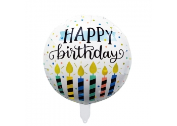 Balon foliowy Happy Birthday - biały
