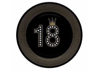 Talerzyki papierowe 18 urodziny - czarne
