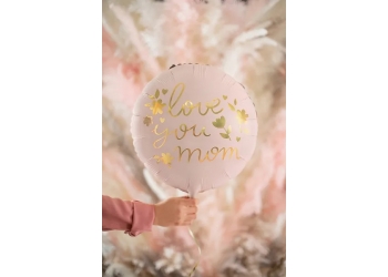 Balon foliowy LOVE YOU MOM - różowy