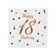 Serwetki urodzinowe "HAPPY 18 BIRTHDAY" - białe