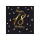 Serwetki urodzinowe "HAPPY 18 BIRTHDAY" - czarne